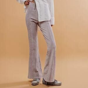 NEW Free People Slim Pull-On Velvet Flare Pants SIZE S Lavender Raindrops NWT